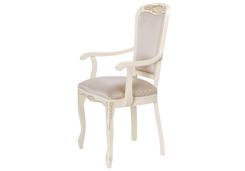 Кресло Клето слоновая кость с золотой патиной / ромб