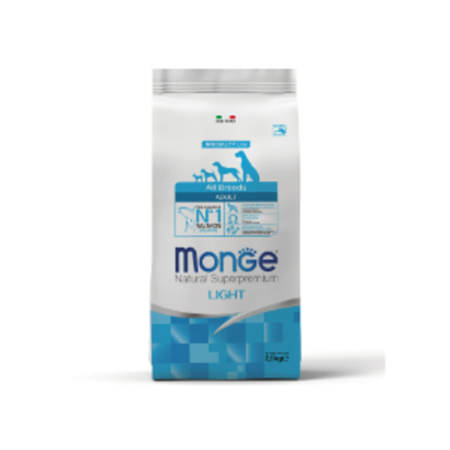 Сухой корм для взрослых собак всех пород низкокалорийный лосось с рисом Monge Dog Speciality Line Light 2,5кг