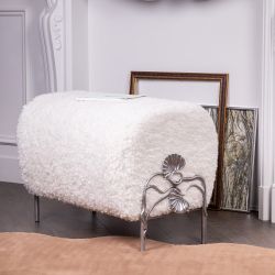 Банкетка Нимфея Молоко Античное Серебро