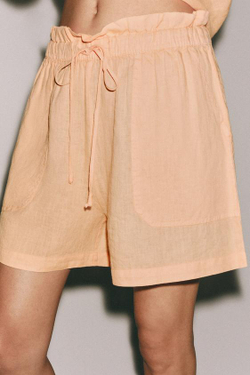 ZARA ЛЬНЯНЫЕ ШОРТЫ — ZW COLLECTION, МАНДАРИНОВЫЙ