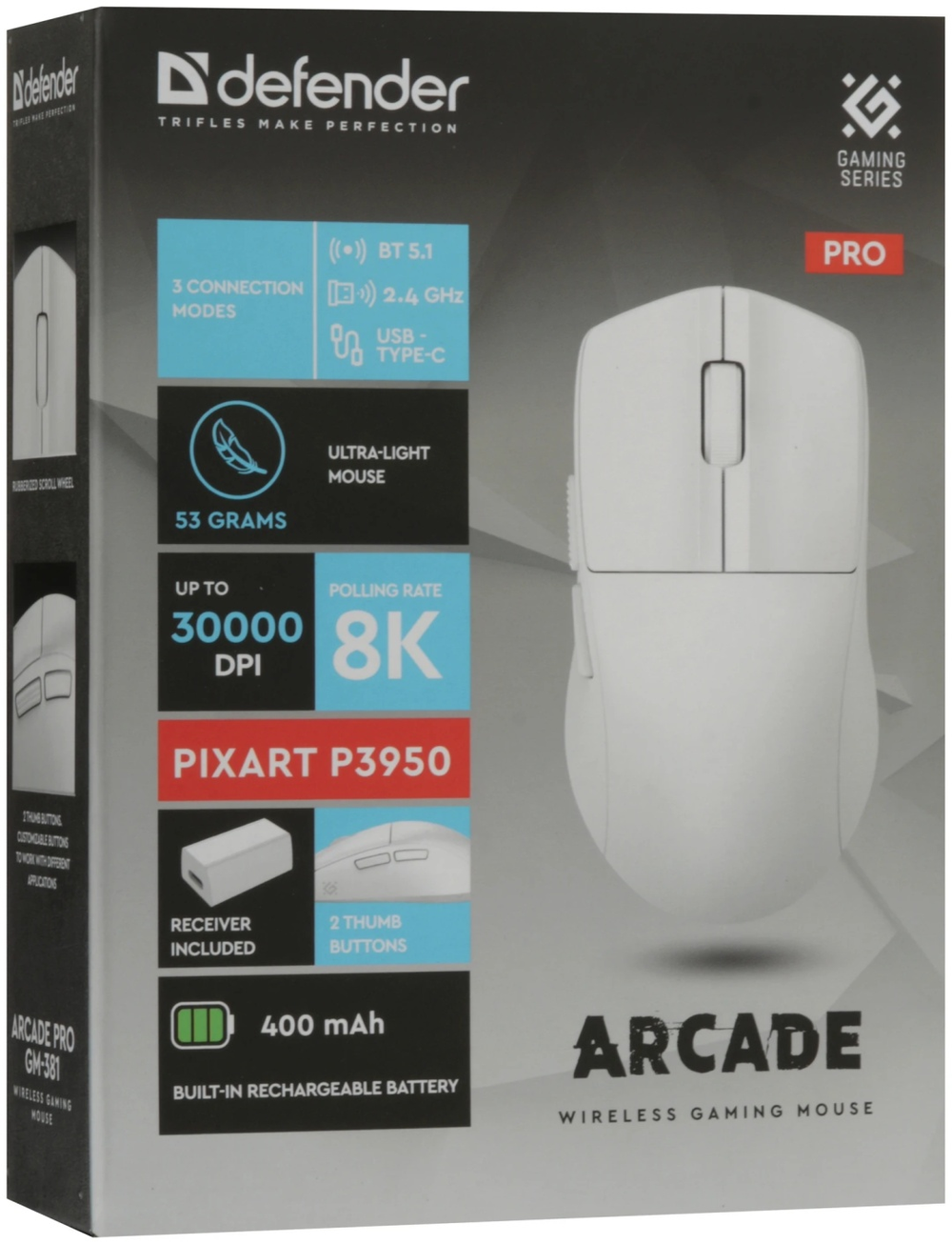 Мышь Defender Arcade PRO GM-381 (52384) белый