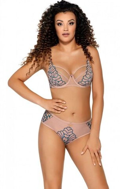 Бюстгальтер на косточках с мягкой чашкой и бирюзовой контрастной отделкой (Размер: 80F) (Цвет: телесный)