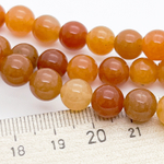 Авантюрин красный, размер 8,3-8,4 мм, цена за 22-23 шт (1/2 нити)