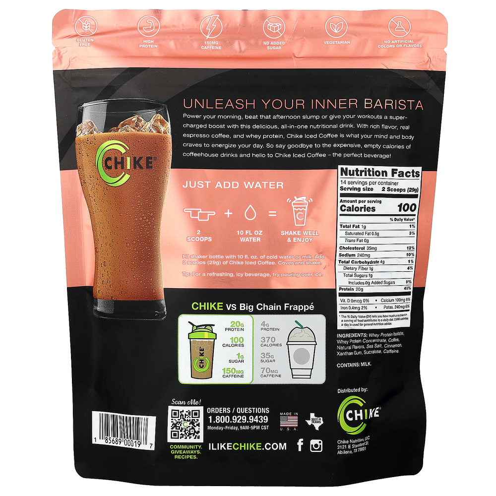 Chike Nutrition, Холодный кофе с высоким содержанием протеина, корица, 420 г (14,8 унции)