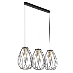 Подвесной светильник 3x60Вт E14, металл, чёрный/бронза