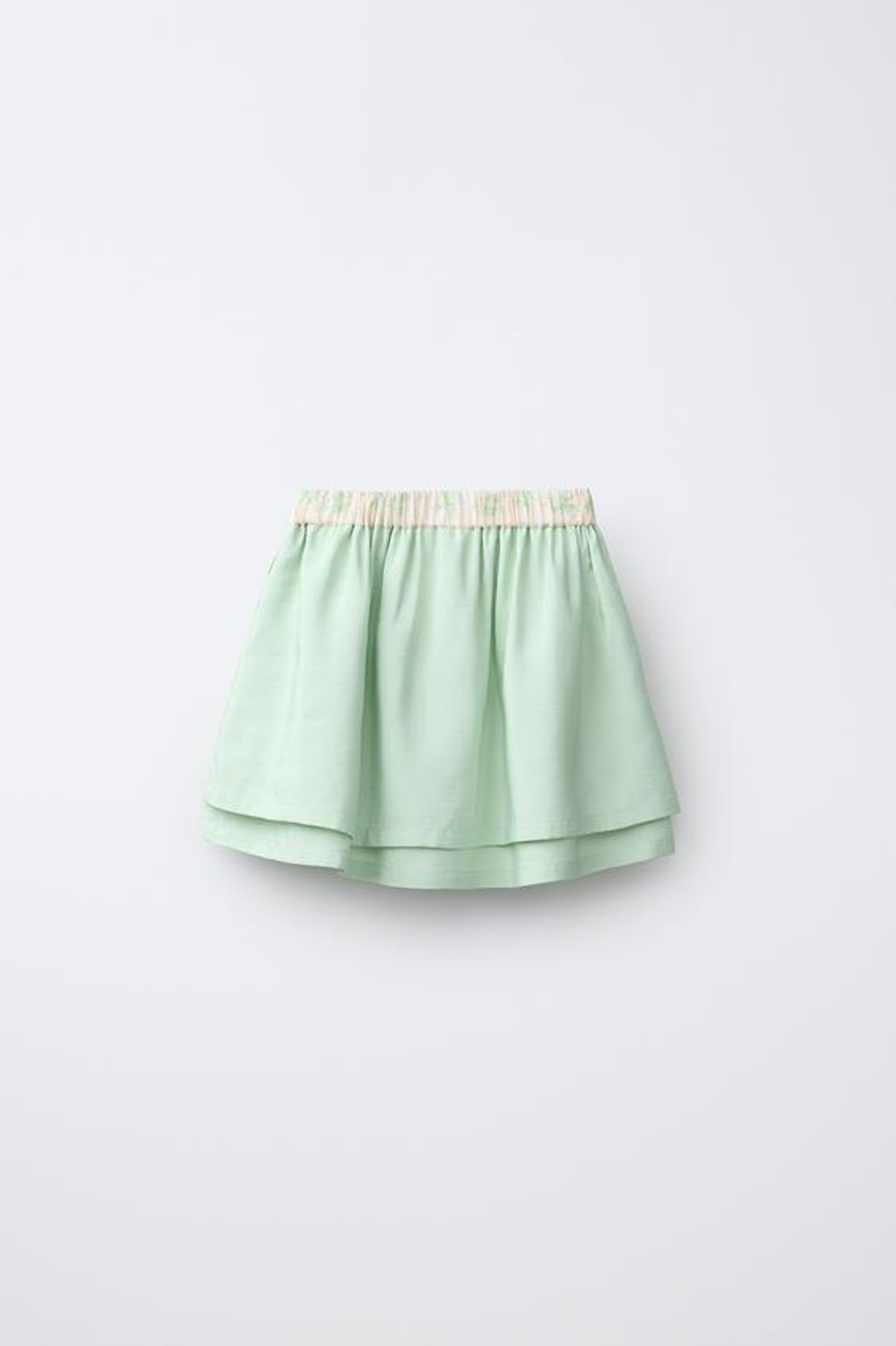 ZARA ЮБКА ИЗ ТАФТЫ С ДЕТАЛЯМИ НА ПОЯСЕ, СВЕТЛО-ЛАЙМОВЫЙ
