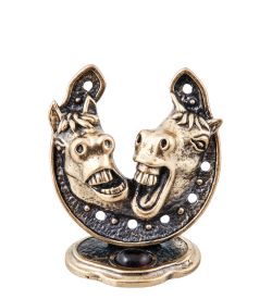 Народные промыслы AM-3965 Фигурка «Подкова Лошадки на счастье» (латунь, янтарь)