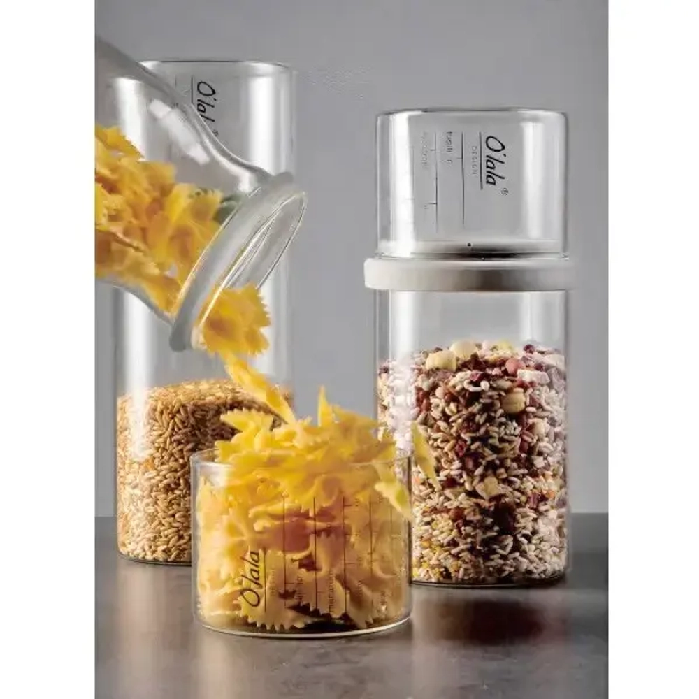 Банка для продуктов стеклянная 850мл «O'lala» с мерный стаканом