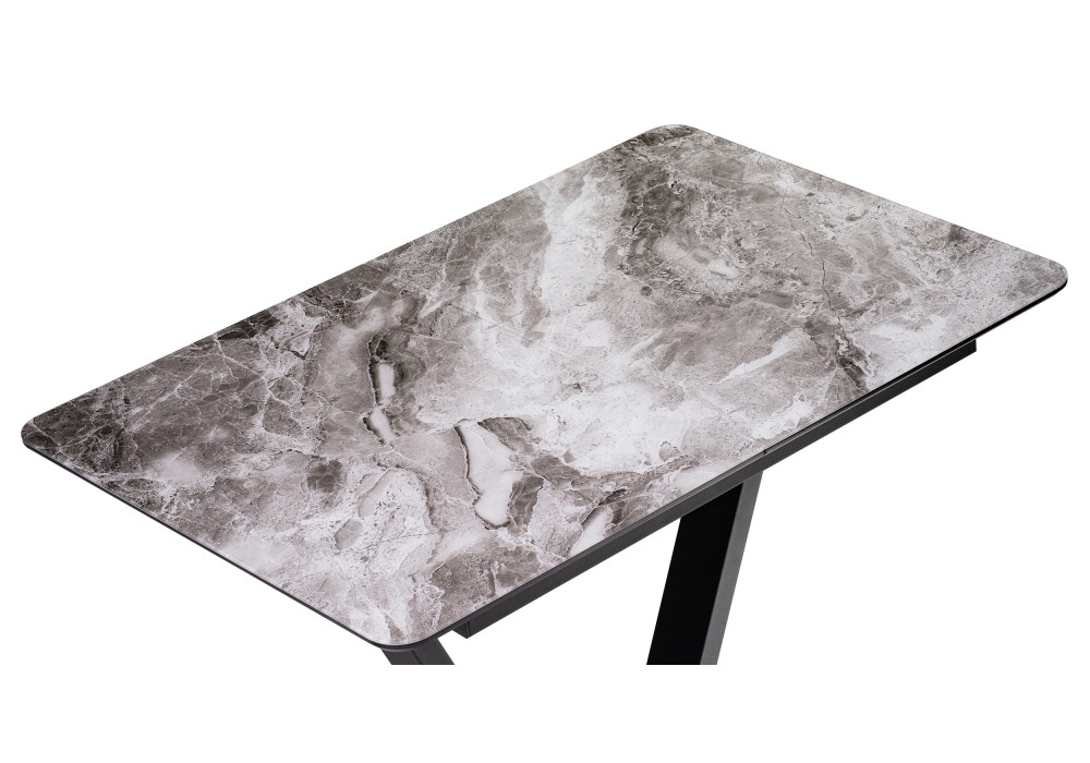 Стол стеклянный Woodville Бугун мрамор серый, черный