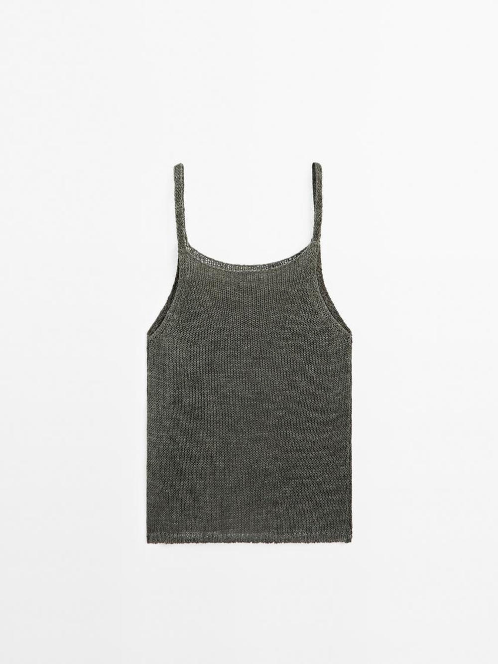 Massimo Dutti Топ на бретелях, зеленый