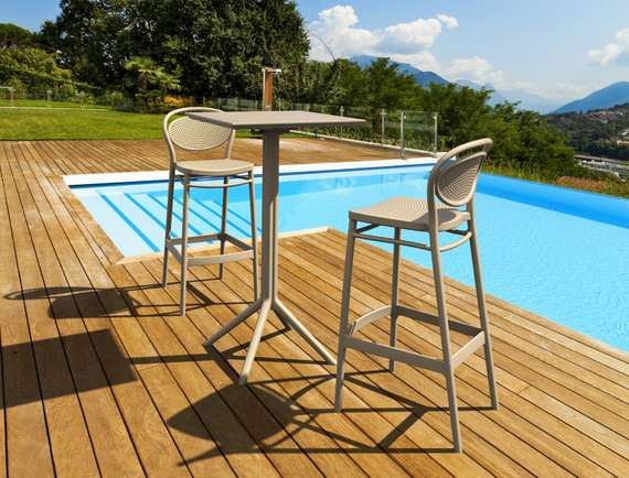 Стол пластиковый барный складной Sky Folding 60х60 бежевый