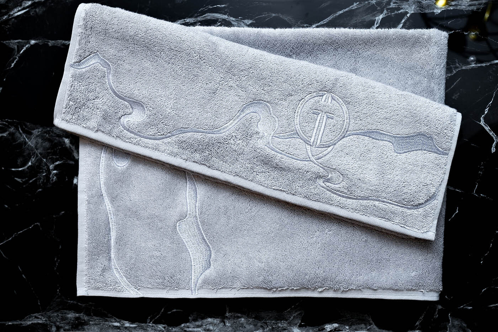 Полотенце махровое 100x150 Garda Decor Мелодия серое 650г/м2