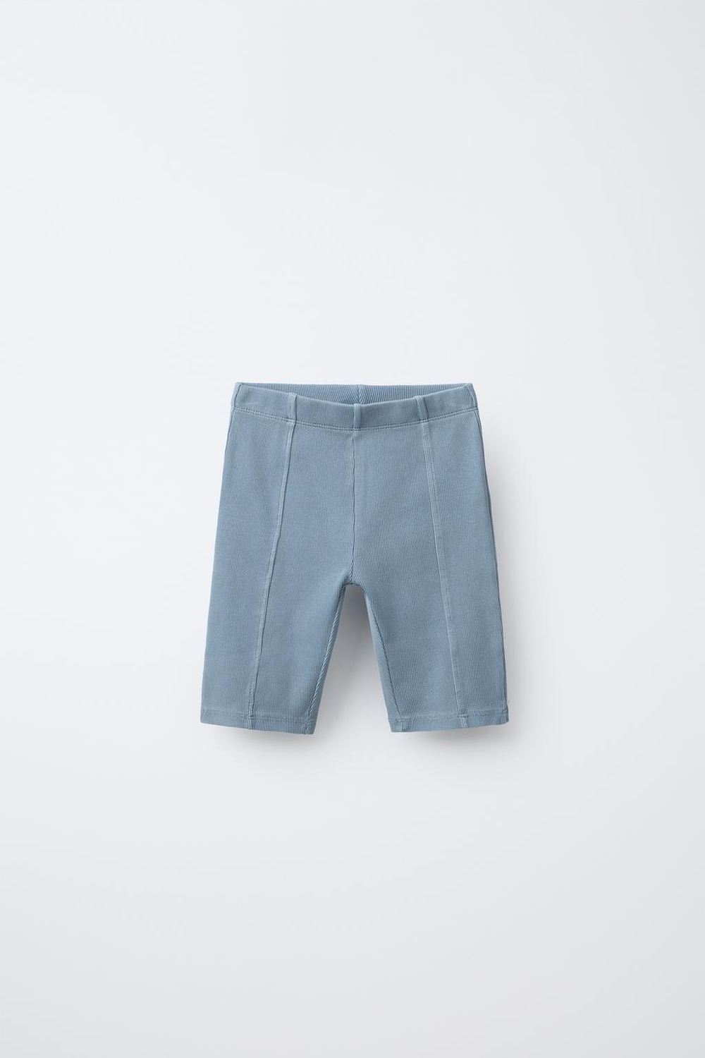 ZARA ШОРТЫ-ВЕЛОСИПЕДКИ В РУБЧИК С ЭФФЕКТОМ ПОТЕРТОСТИ, ЛИНЯЛЫЙ СИНИЙ