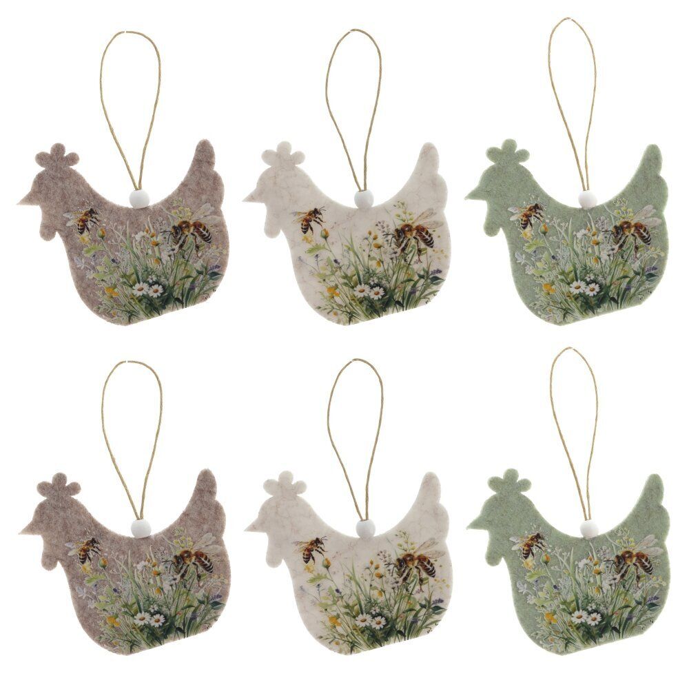 GAEM Набор из 6-ти изделий декоративных подвесных "Курица/Петух" (7,5*0,5*7,5), L25 W9 H1,5 см