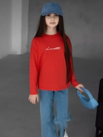 Лонгслив для девочки, красный