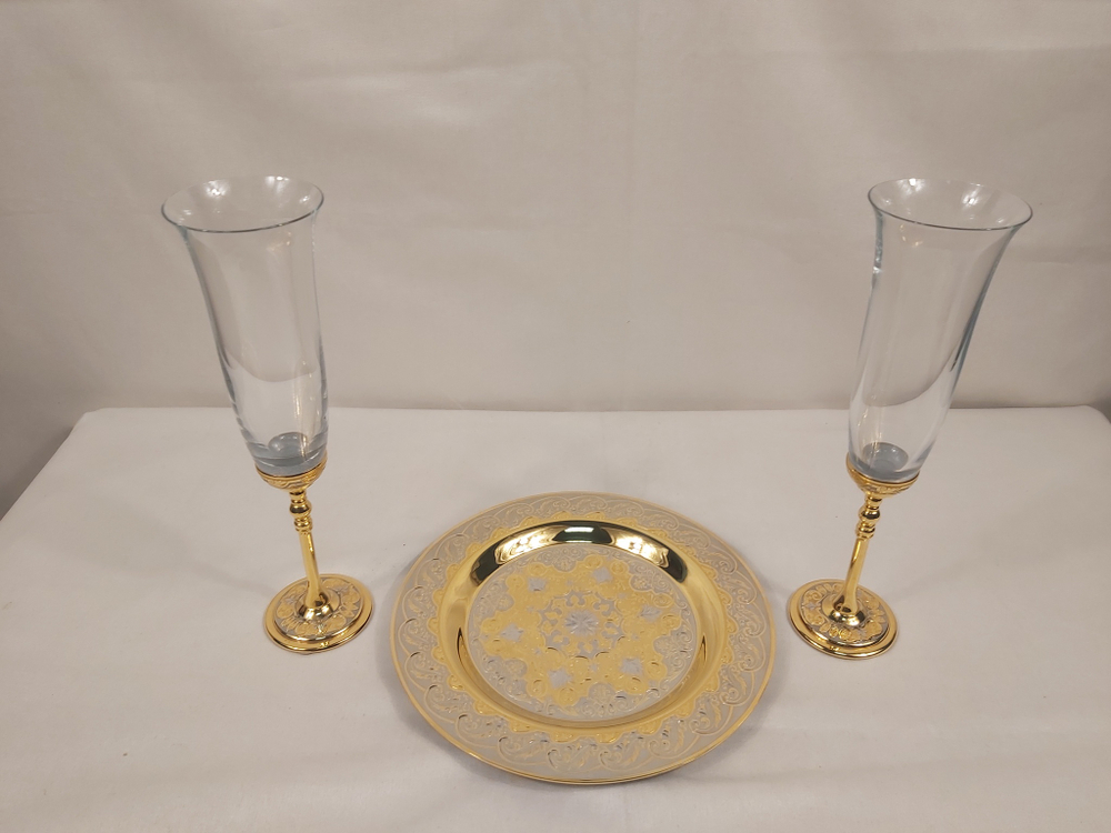 Набор фужеров с блюдом на 2 персоны (Златоуст)