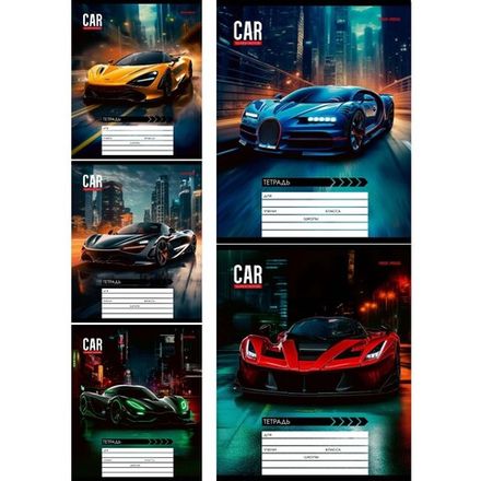 Тетрадь 12 л. клетка Проф-Пресс Автоспорт в ночном городе, ассорти, 1шт.