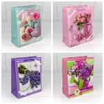 Пакет подарочный 20х25х10см "Цветы" матовый (Микс)