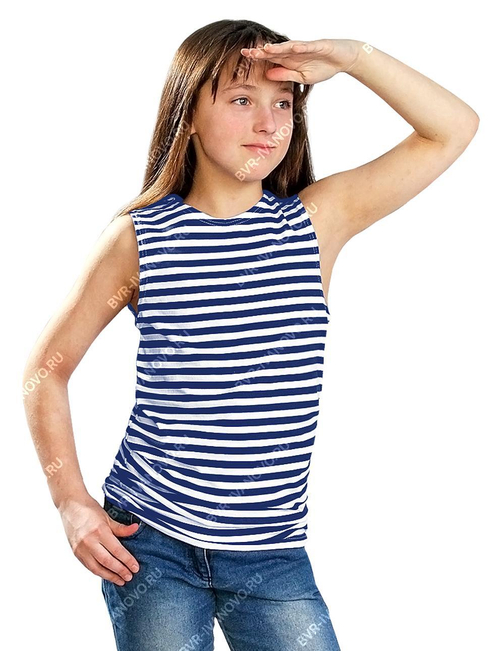 Майка-тельняшка детская синяя полоса (кулирка)