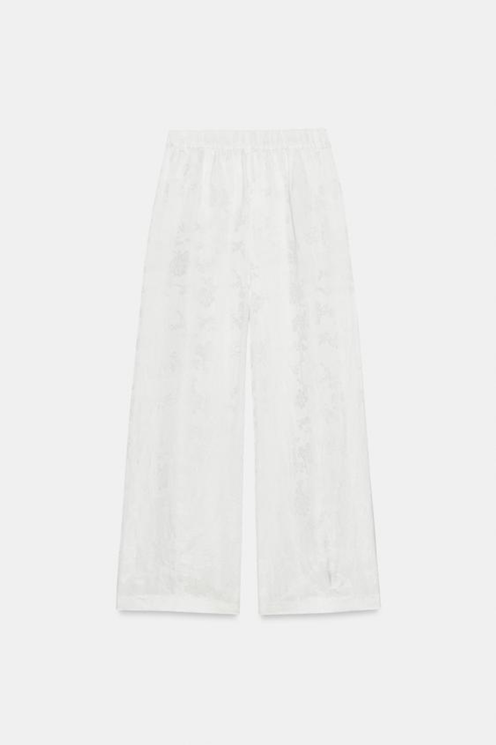 ZARA ЖАККАРДОВЫЕ БРЮКИ — ZW COLLECTION LIMITED EDITION, БЕЛЫЙ