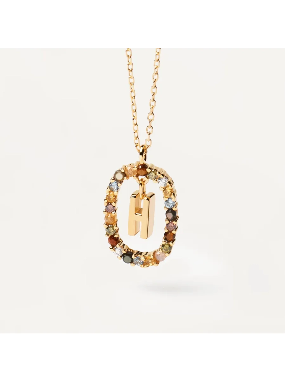 Колье Буква H серебро 925 пробы покрытое золотом