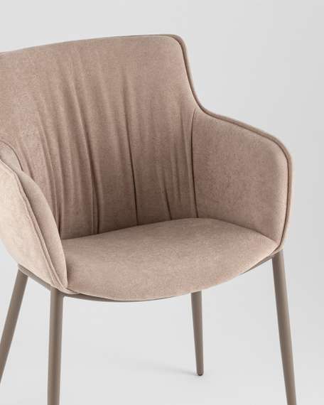Стул Твигги велюр бежевый, каркас бежево-серый