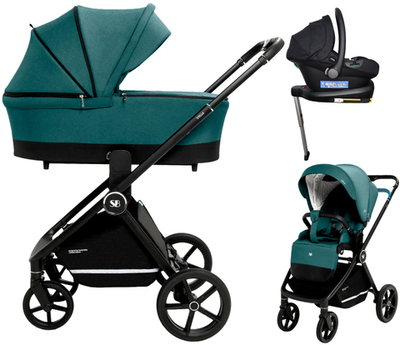 Коляска 4 в 1 Sweet Baby Stella + автокресло Elegante Plus с базой i-Size ISOFIX DK780 Green
