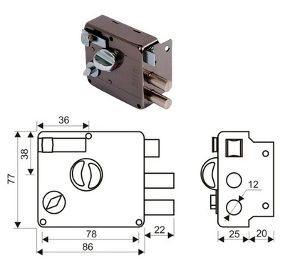 Замок Аллюр накладной 556 BN-R (GS-R) съемный цилиндр