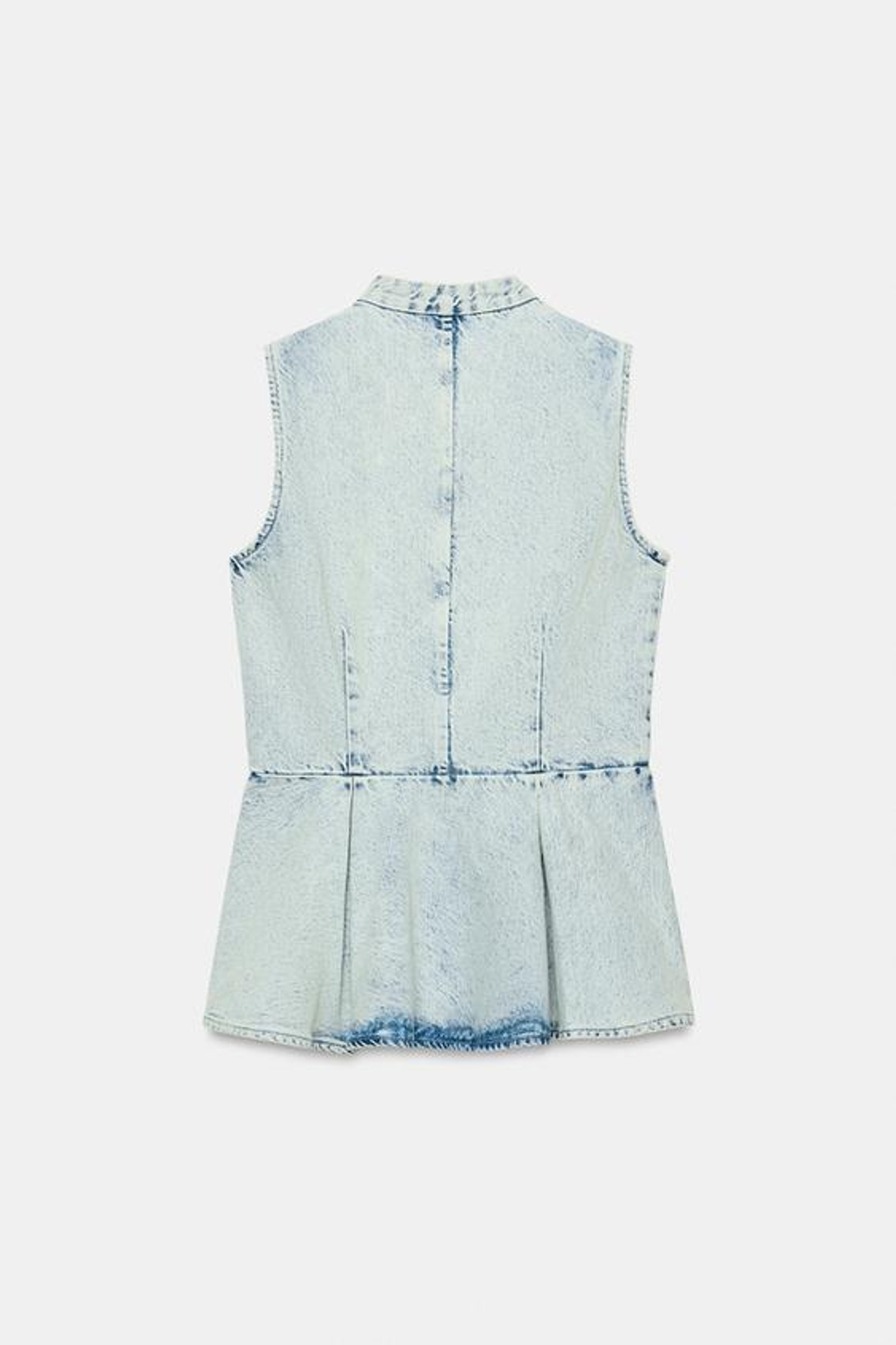 ZARA ДЖИНСОВЫЙ ЖИЛЕТ С НАВЕСНЫМИ ПЕТЛЯМИ — ZW COLLECTION, ГОЛУБОЙ