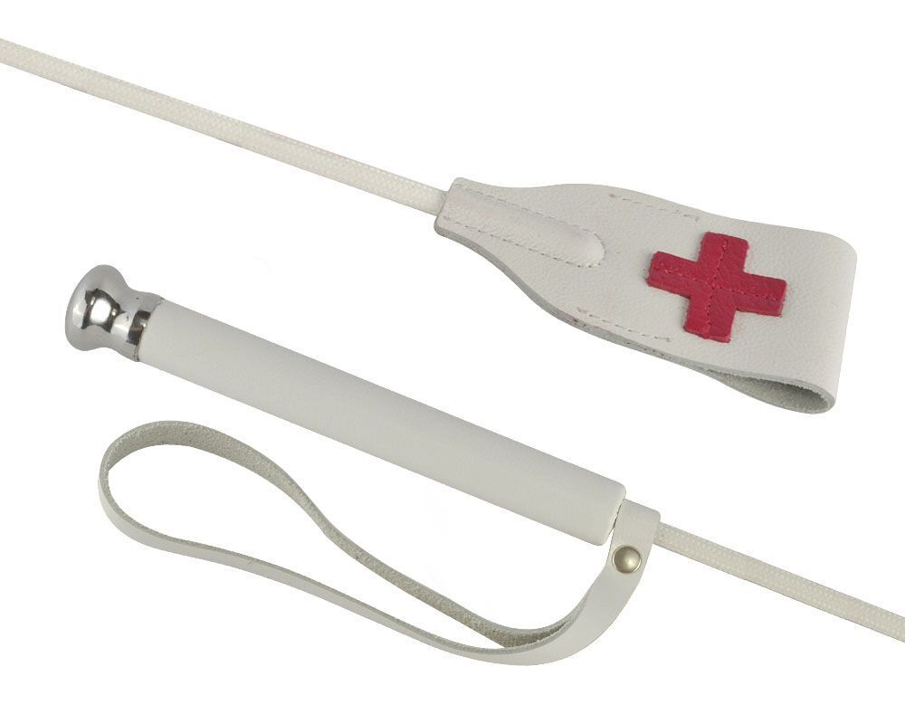 Белый стек с деревянной рукоятью - 70 см. (Цвет: белый с красным)