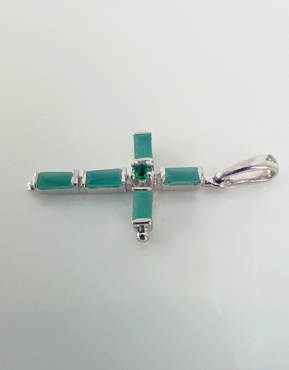 Крест "Эстерелла", с фианитами, родированное серебро 925 пробы/Ф