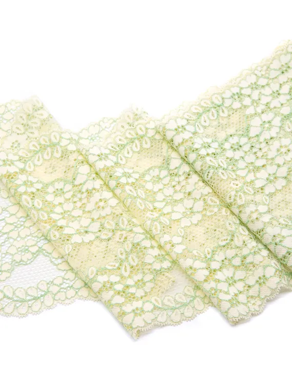 03-174 Кружево эластичное 16 см, желтый/салатовый