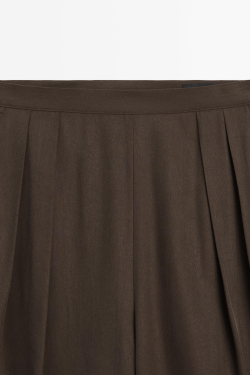 Massimo Dutti Брюки палаццо из струящейся ткани с защипами, коричневый