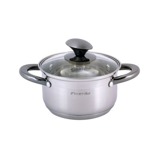 Набор кастрюль 4 предмета Kamille KM 4925 (1,5 л; 3 л.) из нержавеющей стали с черными ручками
