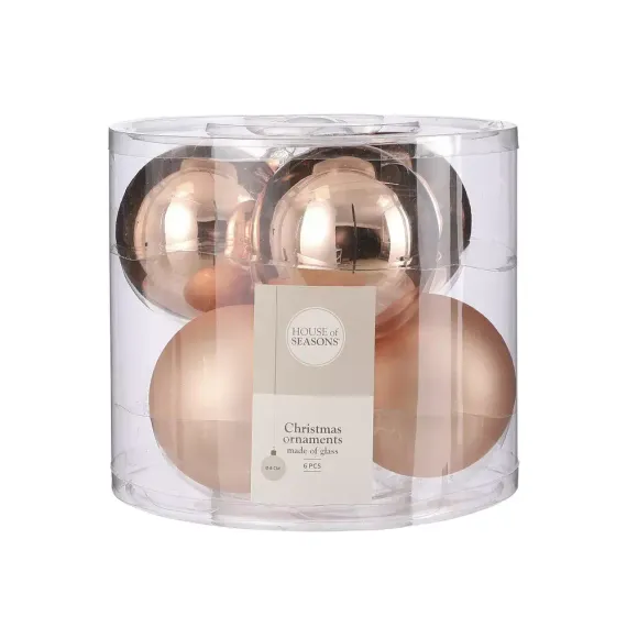 Набор стеклянных шаров Лалик 80 мм., 6 шт., розовый, House of seasons (85716)