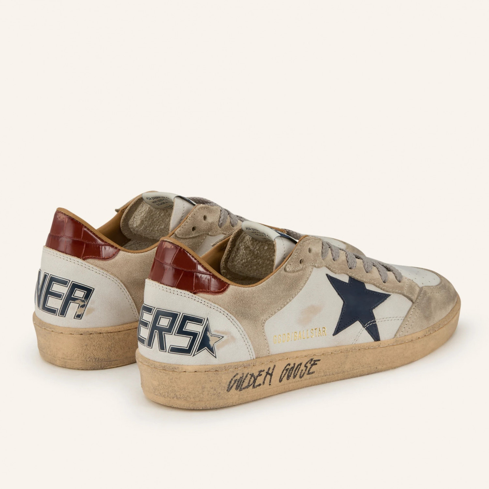 Golden Goose Ball Star / Бежевые / темно-синяя звезда муж