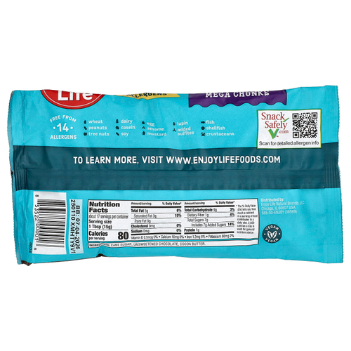Enjoy Life Foods, 100% натуральные шоколадные крошки, полусладкие, 255 г (9 унций)