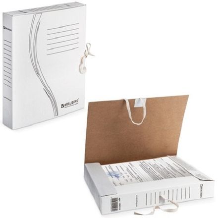 Папка архивная на завязках 45мм, микрогофрокартон, Brauberg, белая