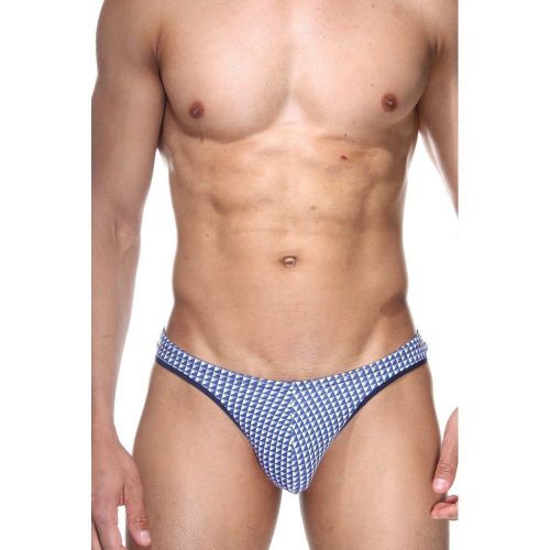 Трусы мужские стринги синие с узором DARKZONE DZN6628