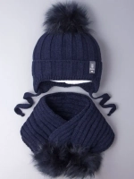 Шапка детская зимняя с помпоном и шарф