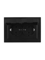 BRITE Розетка 2-местная с заземлением с защитными шторками и крышкой 16А в сборе IP44 РСбш12-3-44-БрЧ черный IEK