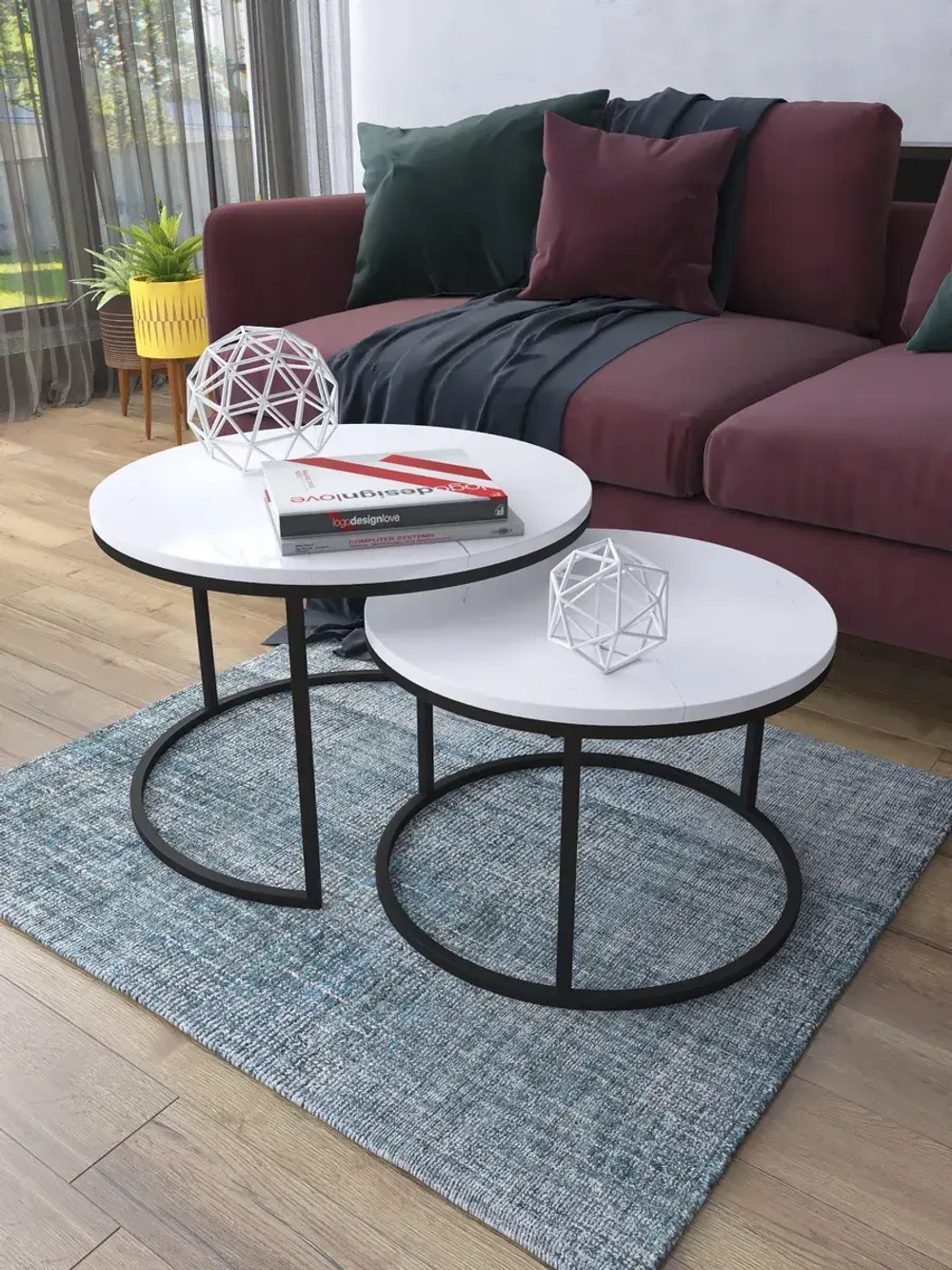 Комплект журнальных столов Акцент - ЧБГ - МДФ в ПВХ