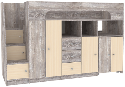 Кровать-чердак КарИВи Астра 11 Бетон  Дуб Молочный