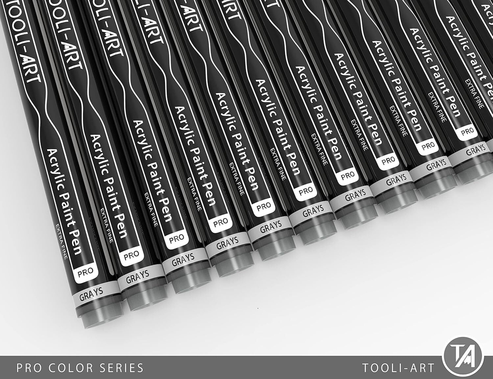TOOLI-ART акриловые маркеры фломастеры, 0.7 мм , 22 шт. Grays