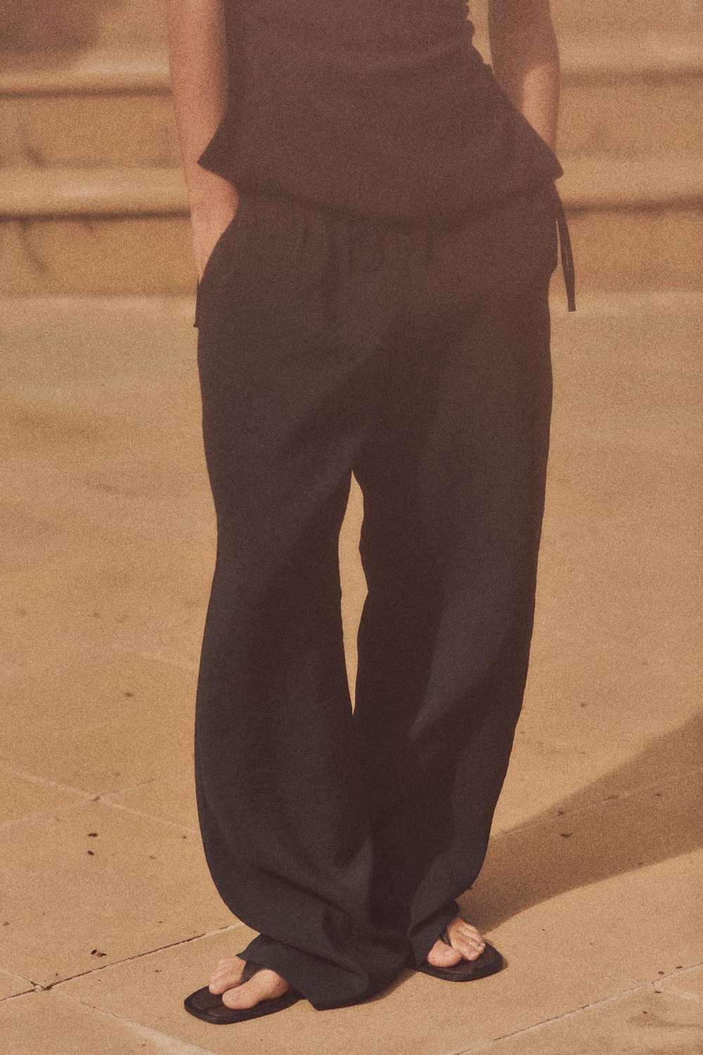 ZARA БРЮКИ СВОБОДНОГО КРОЯ, ЧЕРНЫЙ