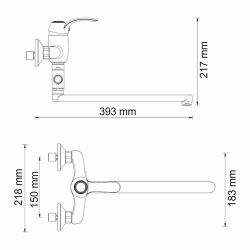 Isar 1302L Смеситель для ванны с длинным изливом