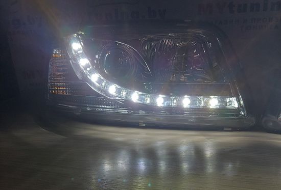 Передняя оптика CHROME для  VW T5 04.03-08.09