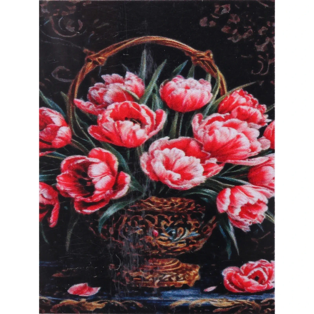 Алмазная мозаика в рулоне 30*40см полная выкладка «DIAMOND», Маки в вазе