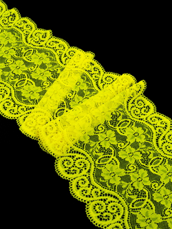 Эластичное кружево желтое неоновое ширина 18 см