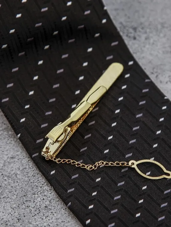 Зажим для галстука стальной &quot;Классический&quot; галка, цвет золото